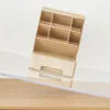 6-compartment pen holder  PP Material Transparent Desktop Organizer - Multi-Compartment Desk Storage Box for Office and Student Stationery