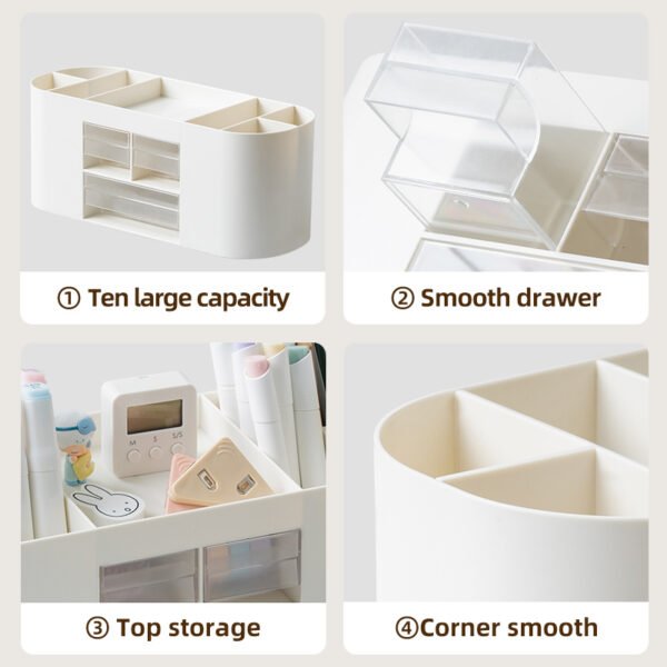 Plastic storage box 6-Compartment Plastic storage box 6-Compartment large capacity pen holder desktop storage simple office supplies