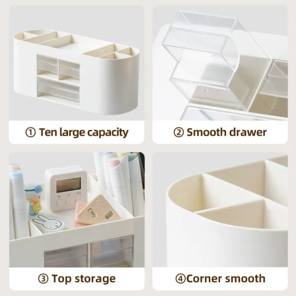 Plastic storage box 6-Compartment Plastic storage box 6-Compartment large capacity pen holder desktop storage simple office supplies