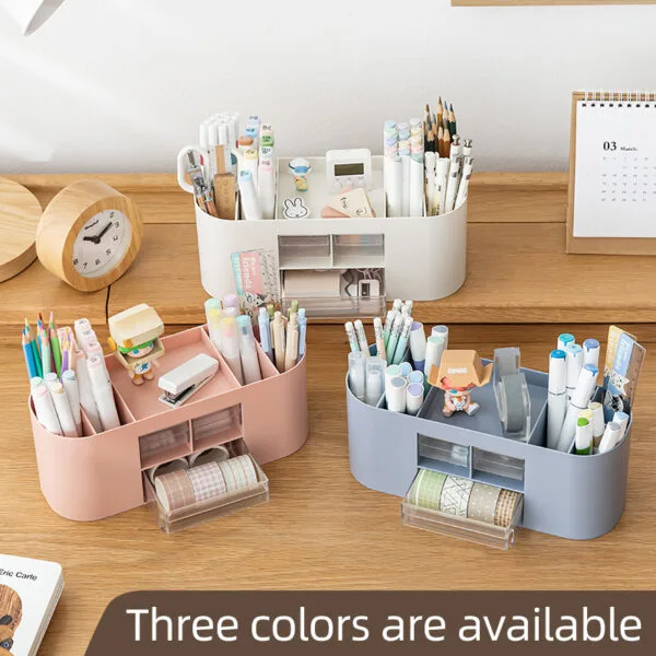 Plastic storage box 6-Compartment Plastic storage box 6-Compartment large capacity pen holder desktop storage simple office supplies