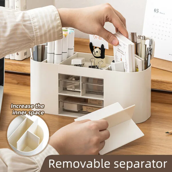Plastic storage box 6-Compartment Plastic storage box 6-Compartment large capacity pen holder desktop storage simple office supplies