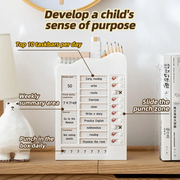 Reusable Planner Board -2 functions Portable Memo Checklist Pencil Storage Box for Kids Detachable Daily Task Schedule Reminder