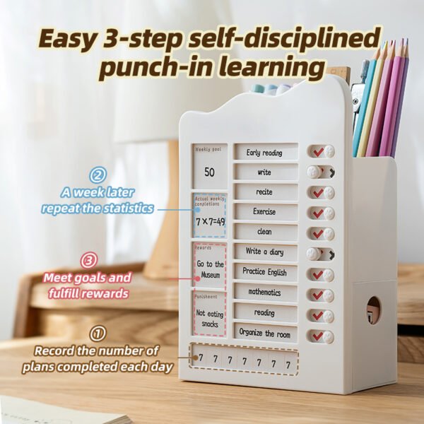 Reusable Planner Board -2 functions Portable Memo Checklist Pencil Storage Box for Kids Detachable Daily Task Schedule Reminder