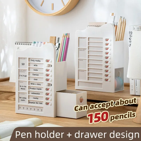 Reusable Planner Board -2 functions Portable Memo Checklist Pencil Storage Box for Kids Detachable Daily Task Schedule Reminder