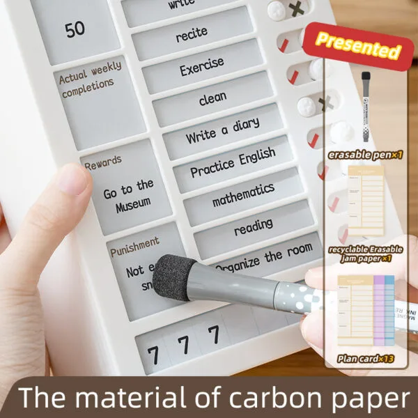 Reusable Planner Board -2 functions Portable Memo Checklist Pencil Storage Box for Kids Detachable Daily Task Schedule Reminder