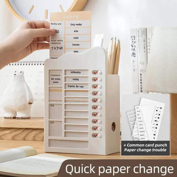 Reusable Planner Board -2 functions Portable Memo Checklist Pencil Storage Box for Kids Detachable Daily Task Schedule Reminder