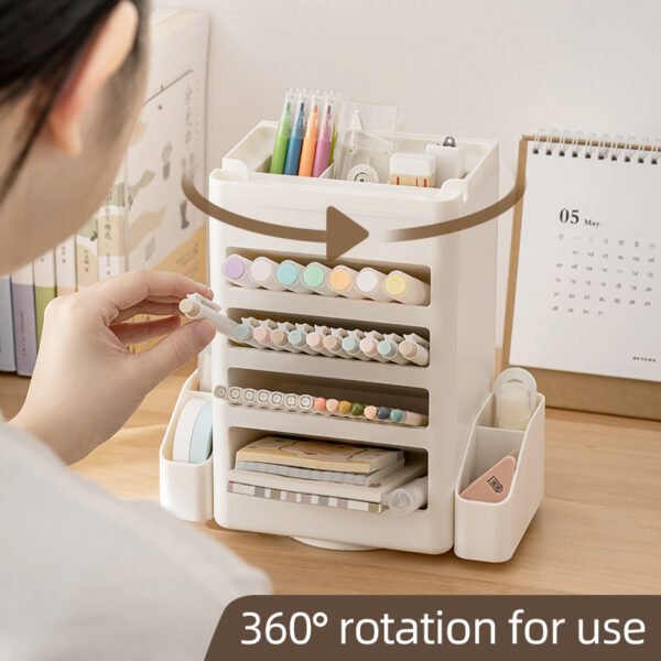 Rotating  Planner Board -2 functions Portable Memo Checklist Pencil Storage Box for Kids Detachable Daily Task Schedule Reminder Multi compartment pen holder