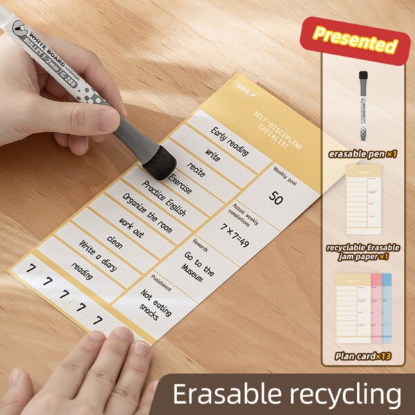 Rotating  Planner Board -2 functions Portable Memo Checklist Pencil Storage Box for Kids Detachable Daily Task Schedule Reminder Multi compartment pen holder