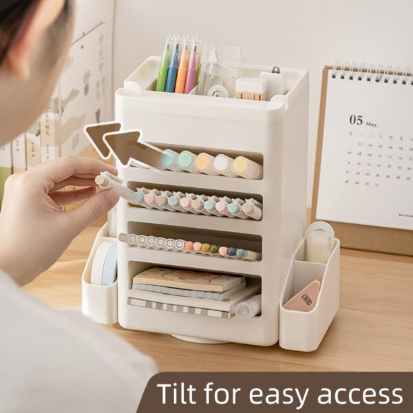 Rotating  Planner Board -2 functions Portable Memo Checklist Pencil Storage Box for Kids Detachable Daily Task Schedule Reminder Multi compartment pen holder