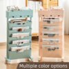 5 layer-Multi-Tier Movable Bookshelf Storage  With Wheel Book Organizing Rack Cart With Drawer Vertical Magazine Storage Cabinet