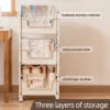 Multi-Tier Movable Bookshelf Storage-2 layer  With Wheel Book Organizing Rack Cart With Drawer Vertical Magazine Storage Cabinet