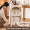 Multi-Tier Movable Bookshelf Storage-2 layer  With Wheel Book Organizing Rack Cart With Drawer Vertical Magazine Storage Cabinet