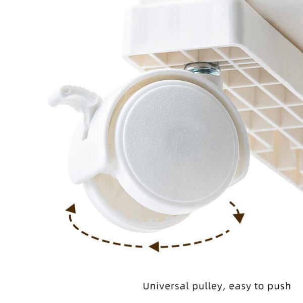 5-Tier Rolling Side Table Bookshelf - Durable Plastic, Multi-Functional Storage Cart with Pen Holder for Office & School Supplies