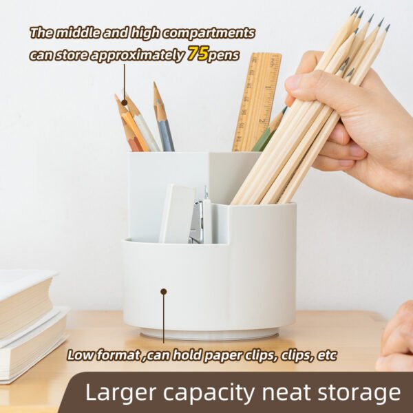 Storage Box 3-Compartment Pen Holder for desk  simple office  supplies