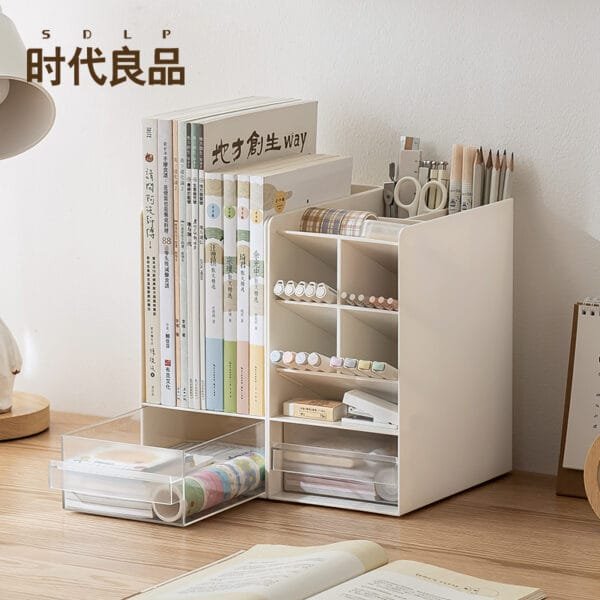 2 functional pencil holder storage cases -creative design detachable partition, high appearance level multi-functional storage box book storage and pen holder two in one
