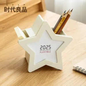 2025 Star-Shaped  Calendar  Multifunctional, Portable, Flush Mount, Painted Finish, Plastic Office Desktop Organizer and Storage Accessory