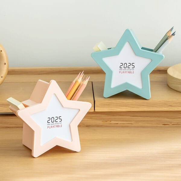 2025 Star-Shaped  Calendar  Multifunctional, Portable, Flush Mount, Painted Finish, Plastic Office Desktop Organizer and Storage Accessory