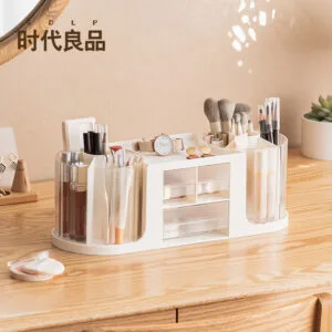 Pen Holder-3-Compartment Light luxury large capacity cosmetics storage Desktop lipstick box storage box Dresser cosmetics drawer storage box