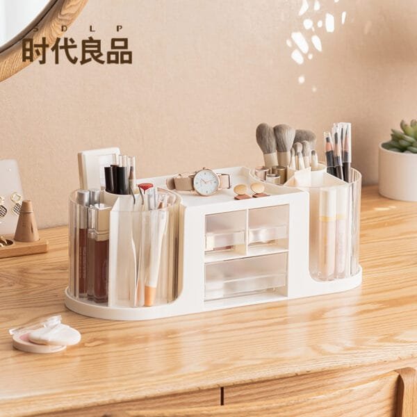 Pen Holder-3-Compartment Pen Holder-3-Compartment Light luxury large capacity cosmetics storage Desktop lipstick box storage box Dresser cosmetics drawer storage box