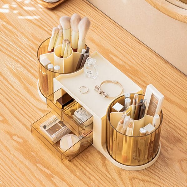 Pen Holder-3-Compartment Pen Holder-3-Compartment Light luxury large capacity cosmetics storage Desktop lipstick box storage box Dresser cosmetics drawer storage box