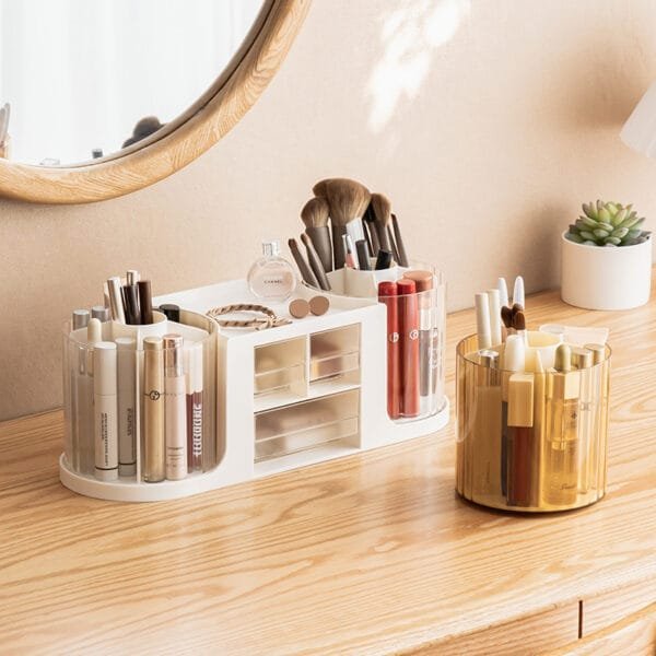 Pen Holder-3-Compartment Pen Holder-3-Compartment Light luxury large capacity cosmetics storage Desktop lipstick box storage box Dresser cosmetics drawer storage box