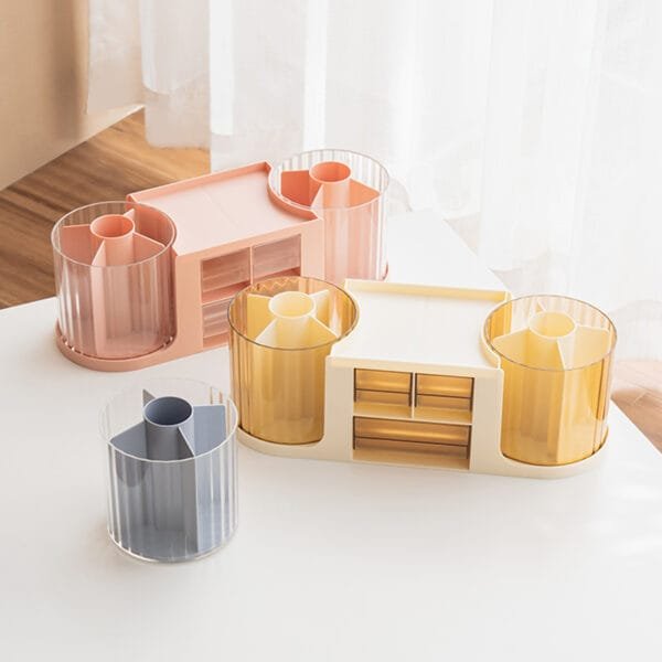 Pen Holder-3-Compartment Pen Holder-3-Compartment Light luxury large capacity cosmetics storage Desktop lipstick box storage box Dresser cosmetics drawer storage box