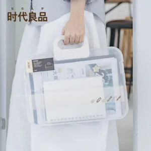 4-Color File Boxes With Lids Newly upgraded hand plastic file bag accordion folder A4 calligraphy materials test paper storage