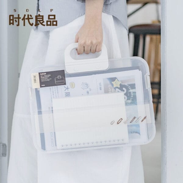 4-Color File Boxes With Lids Newly upgraded hand plastic file bag accordion folder A4 calligraphy materials test paper storage