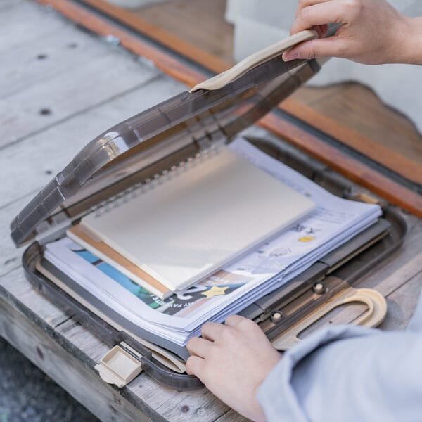 Plastic File Bag A4 Organ Bag Transparent File Bag High-Capacity Student Stationery Storage Box Plastic Handbag