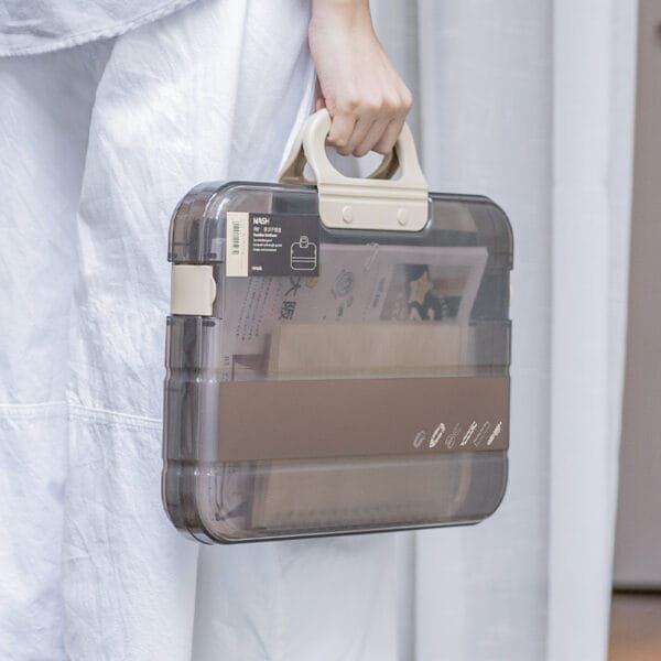 Plastic File Bag A4 Organ Bag Transparent File Bag High-Capacity Student Stationery Storage Box Plastic Handbag