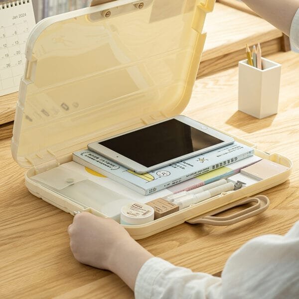 A4 File Box Plastic Desktop Storage Portable Office Transparent Versatile Clear Storage Box for Documents Office Organization