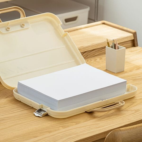 A4 File Box Plastic Desktop Storage Portable Office Transparent Versatile Clear Storage Box for Documents Office Organization