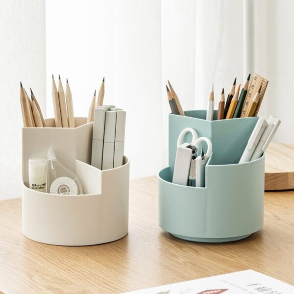 5-Color Rotating Storage Box HighCapacity 360° Rotating Pen Holder Originality  Table-Top Stationery Storage