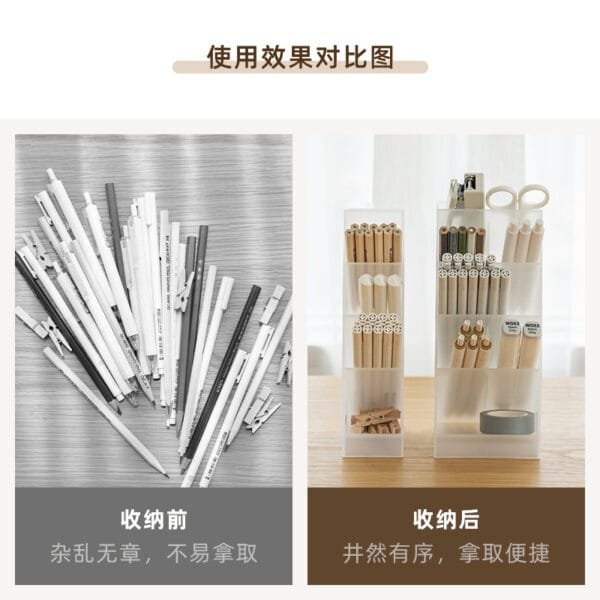 Transparent pen holder-5 compartment Transparent pen holder-5 compartment the source of the production of plastic simple modern air pen holder storage box