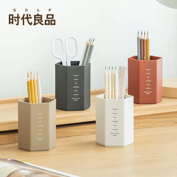 7-Color Stationery Storage Box 7-Color Stationery Storage Box Creative Single Grid Hexagonal Pen Holder High-Capacity Office Desktop Use Products