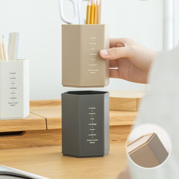 7-Color Stationery Storage Box 7-Color Stationery Storage Box Creative Single Grid Hexagonal Pen Holder High-Capacity Office Desktop Use Products