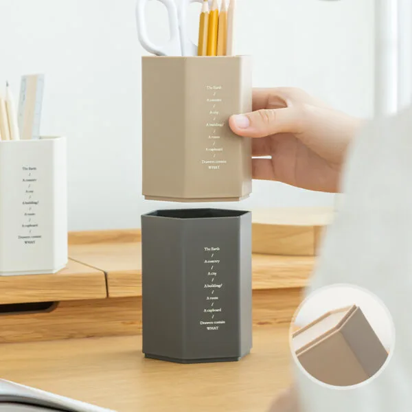 7-Color Stationery Storage Box 7-Color Stationery Storage Box Creative Single Grid Hexagonal Pen Holder High-Capacity Office Desktop Use Products