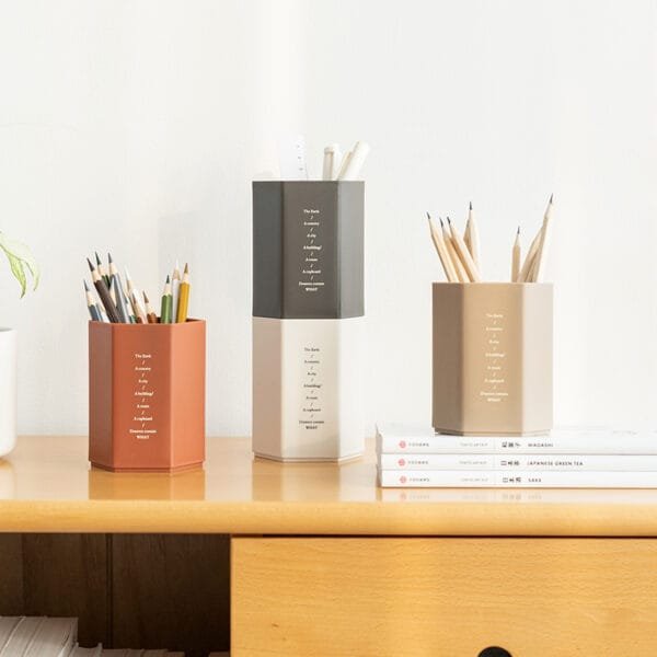 7-Color Stationery Storage Box 7-Color Stationery Storage Box Creative Single Grid Hexagonal Pen Holder High-Capacity Office Desktop Use Products