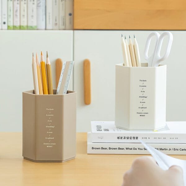 7-Color Stationery Storage Box 7-Color Stationery Storage Box Creative Single Grid Hexagonal Pen Holder High-Capacity Office Desktop Use Products
