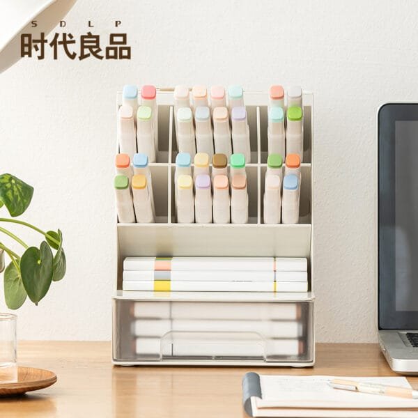 2-Layer Pen Holder Storage Box Creative  Fashion High-Capacity Inclant Plug-In Office  Dupplies