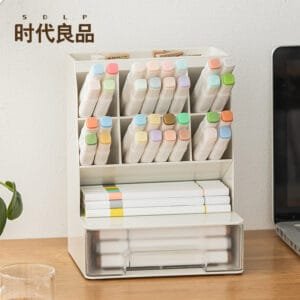 Pencil Pen Holder With 12 Color  Multifunctional High-Capacity Drawer Desktop  Storage Box