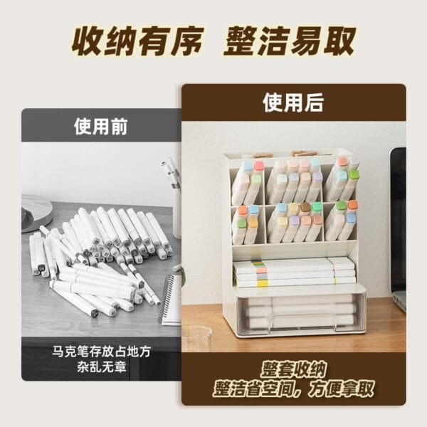 Plastic Pen Holder-6-Compartment Plastic Pen Holder-6-Compartment Large-Capacity Drawer Is Simple Storage Box For Office Stationery