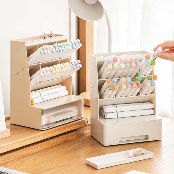 2-Layer Pen Holder Storage Box Creative  Fashion High-Capacity Inclant Plug-In Office  Dupplies
