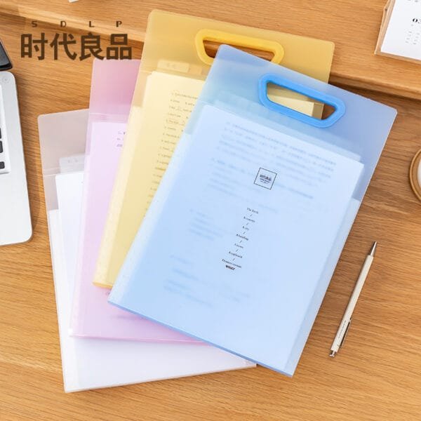 4-Color File Box Large Capacity Organ Bag Handmentioned Folder A4 Paper Storage Bag Portable File Package