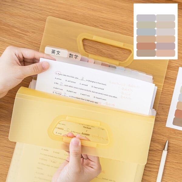 4-Color File Box Large Capacity Organ Bag Handmentioned Folder A4 Paper Storage Bag Portable File Package