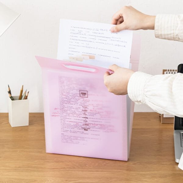 4-Color File Box Large Capacity Organ Bag Handmentioned Folder A4 Paper Storage Bag Portable File Package