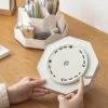 Rotating Pen Holder-9-Compartment Rotating Pen Holder-9-Compartment Original Large Capacity Plastic Storage Box Office Student Desktop Stationery Storage
