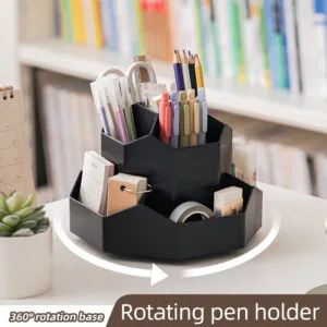 360° Rotating Pen Holder For Desk  Office Student Desktop Stationery PP Material  Plastic Storage Box