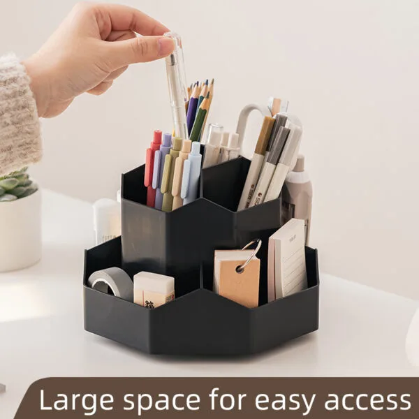 360° Rotating Pen Holder For Desk  Office Student Desktop Stationery PP Material  Plastic Storage Box