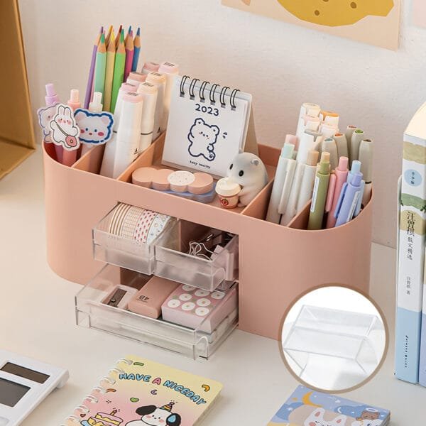 Pen Holder With 4 Color Pen Holder With 4 Color Storage Box Office Stationery Simple Supplies Plastic GoodLooking Pen Holder